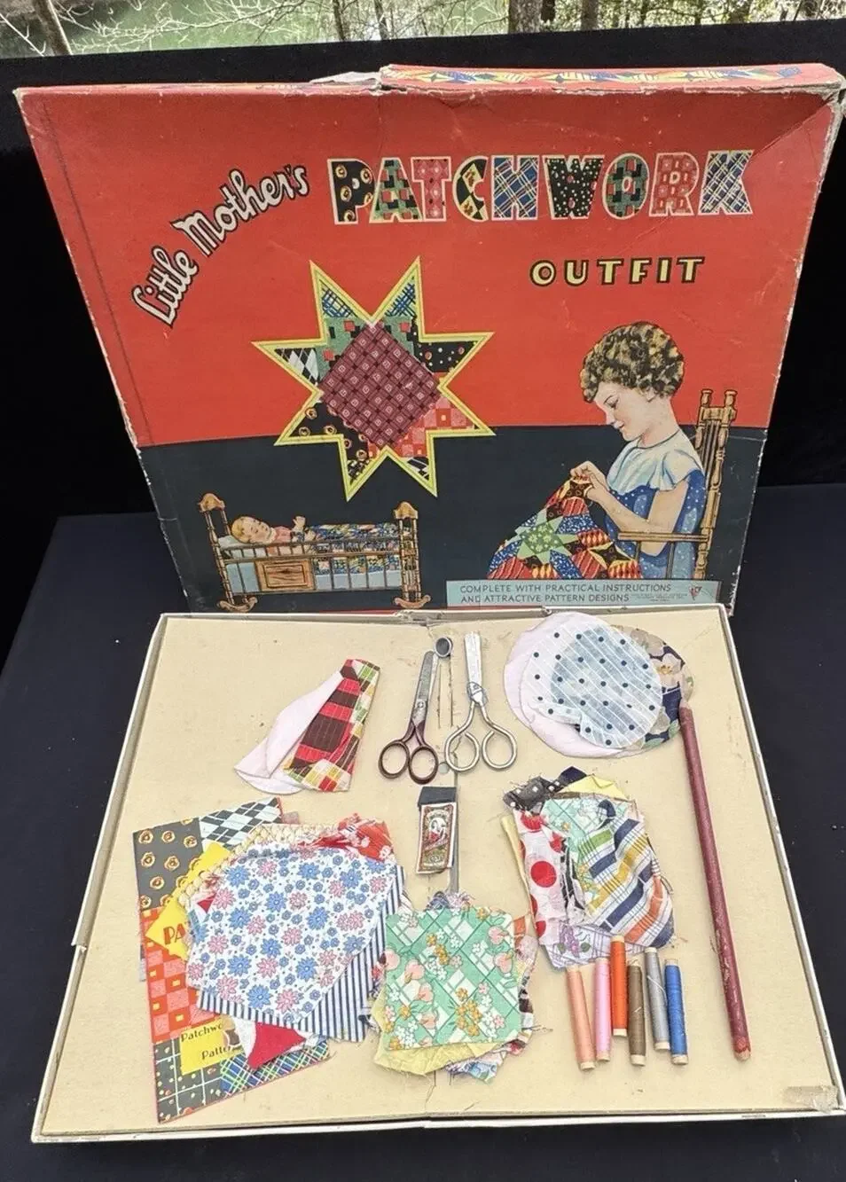 Rare Vtg 1920’s Little Mothers Patchwork Outfit Standard Toykraft Set Unused!